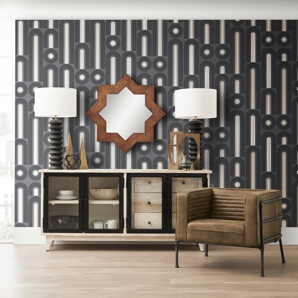 Aged Brown Industrial Channeled Leather and Metal Accent Chair