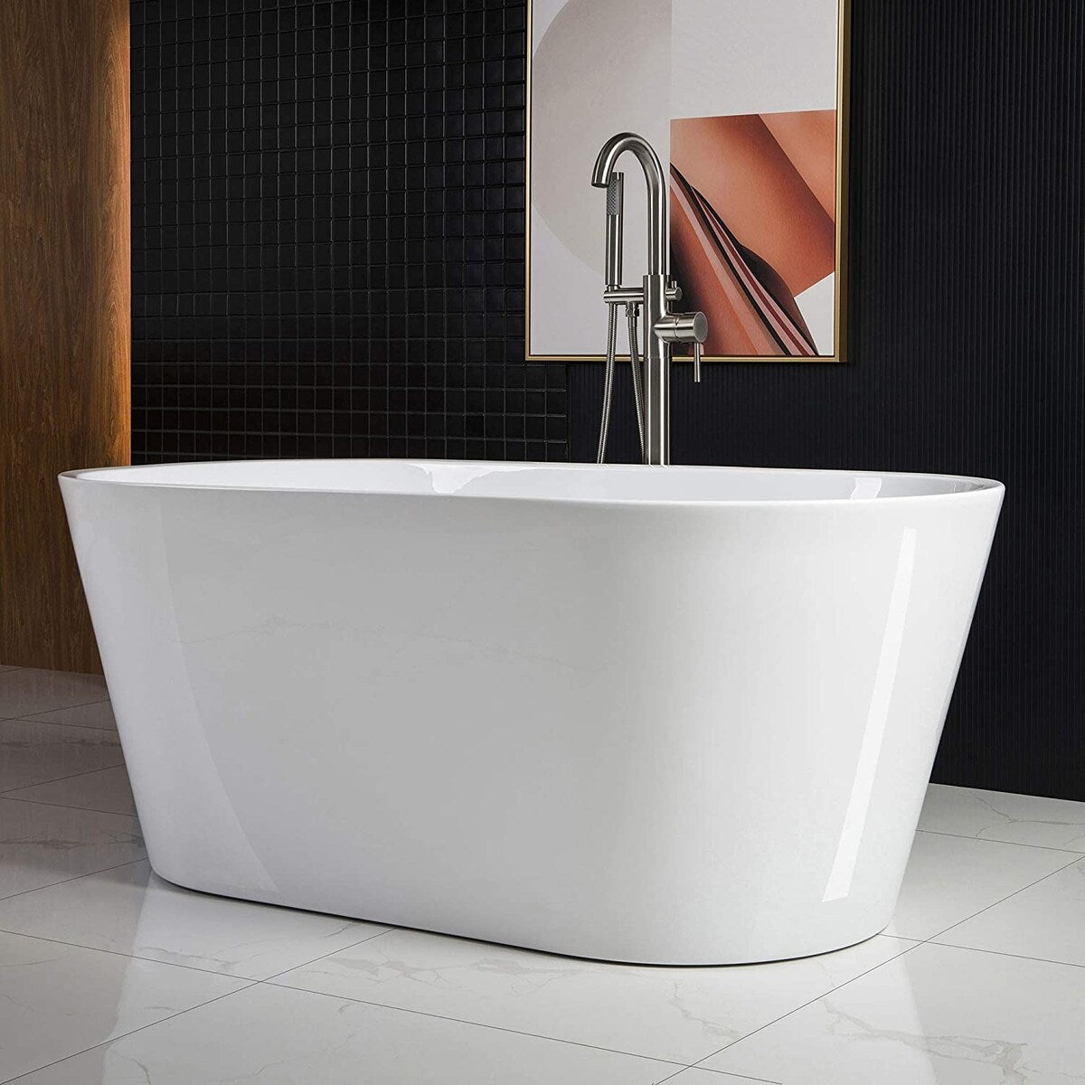 Ahvqevn Acrylic Freestanding Bathtub Contemporary Soaking Tub