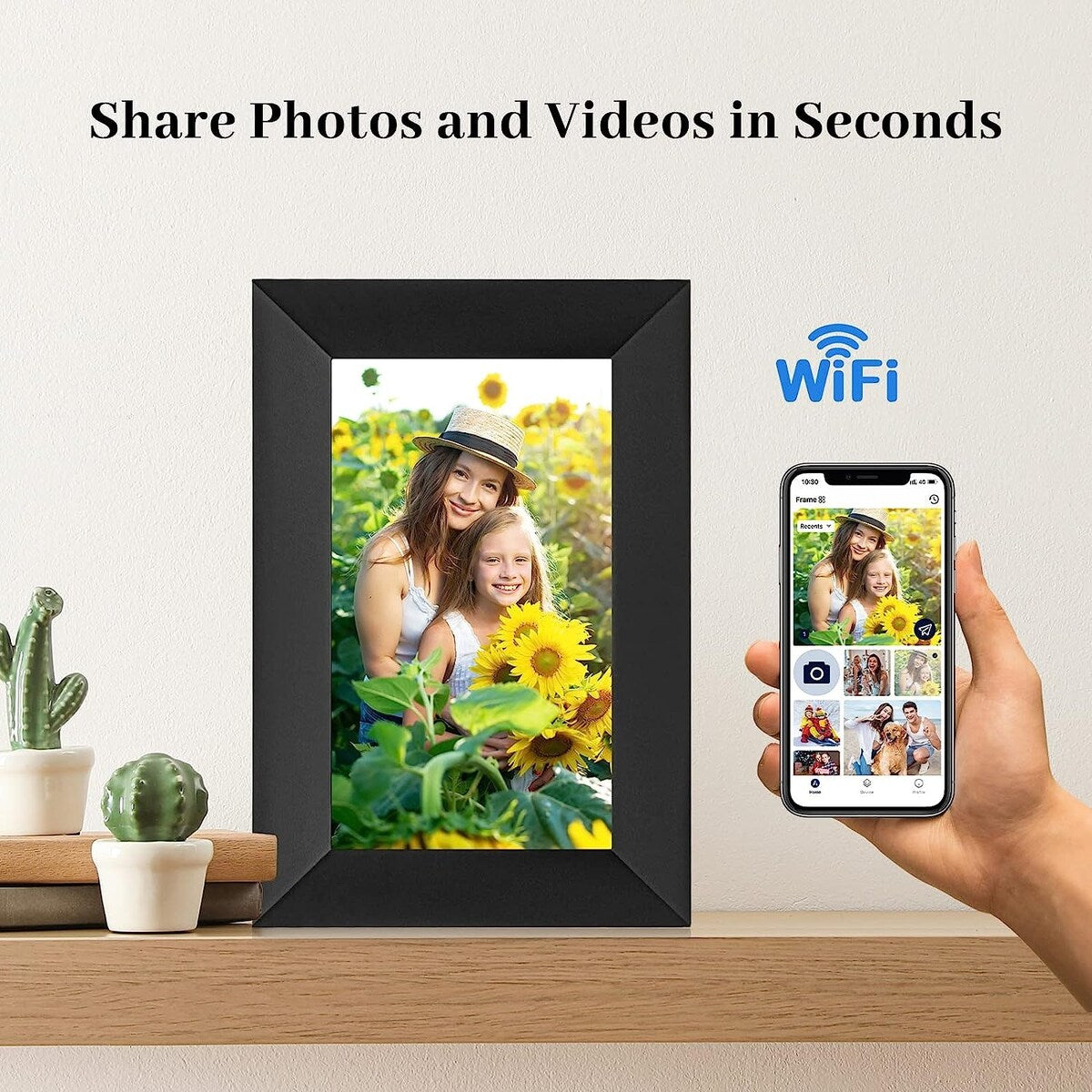 AiMor Digital Picture Frame, 7 Inch 1024x600 IPS HD Touchscreen, Effortless Setup, Share Photos and Videos from Anywhere via App