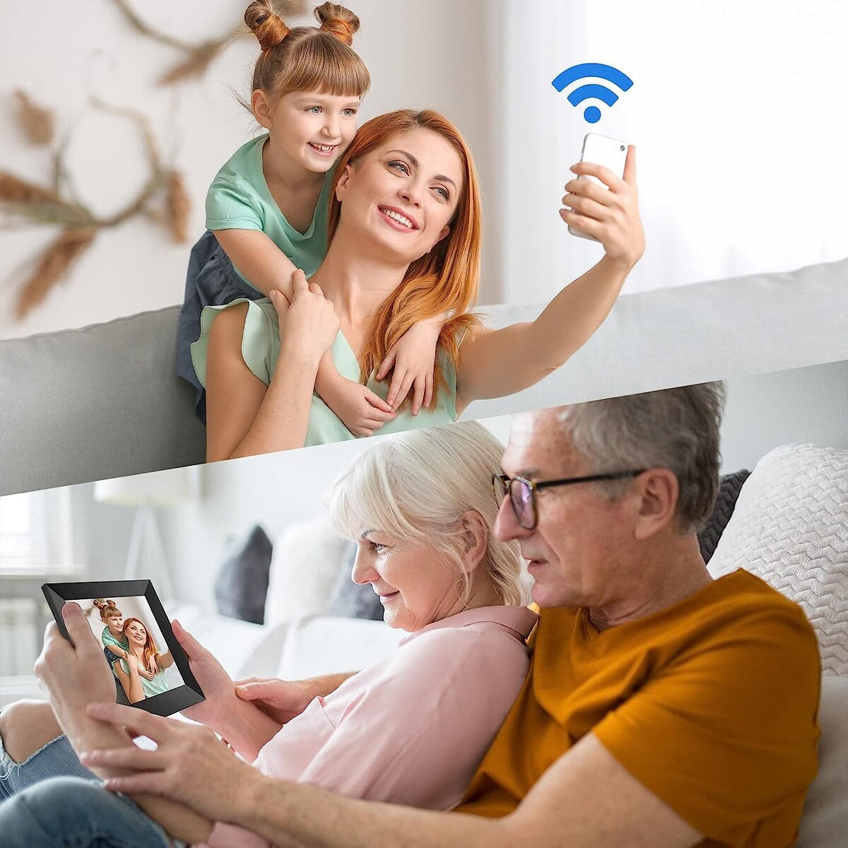 AiMor Digital Picture Frame, 7 Inch 1024x600 IPS HD Touchscreen, Effortless Setup, Share Photos and Videos from Anywhere via App