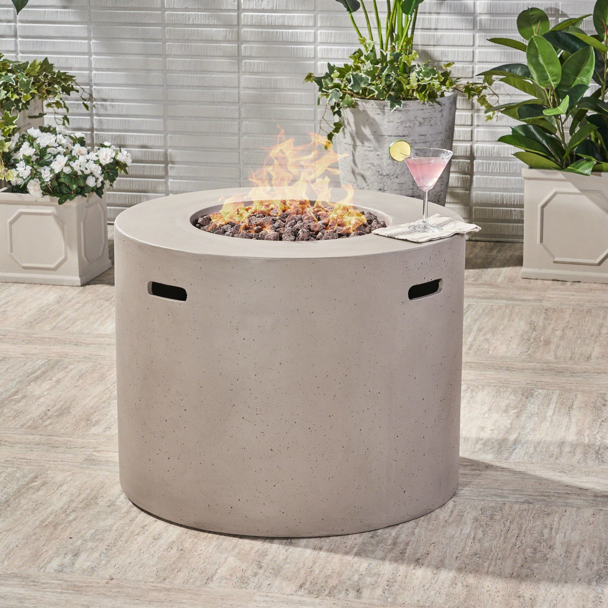 Aidan Outdoor Circular Propane Fire Pit by Christopher Knight Home - N/A
