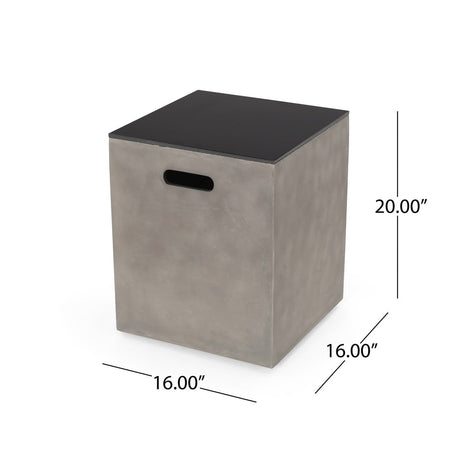 Aido Outdoor Modern Tank Holder Side Table by Christopher Knight Home - 16.00" W x 16.00" L x 20.00" H