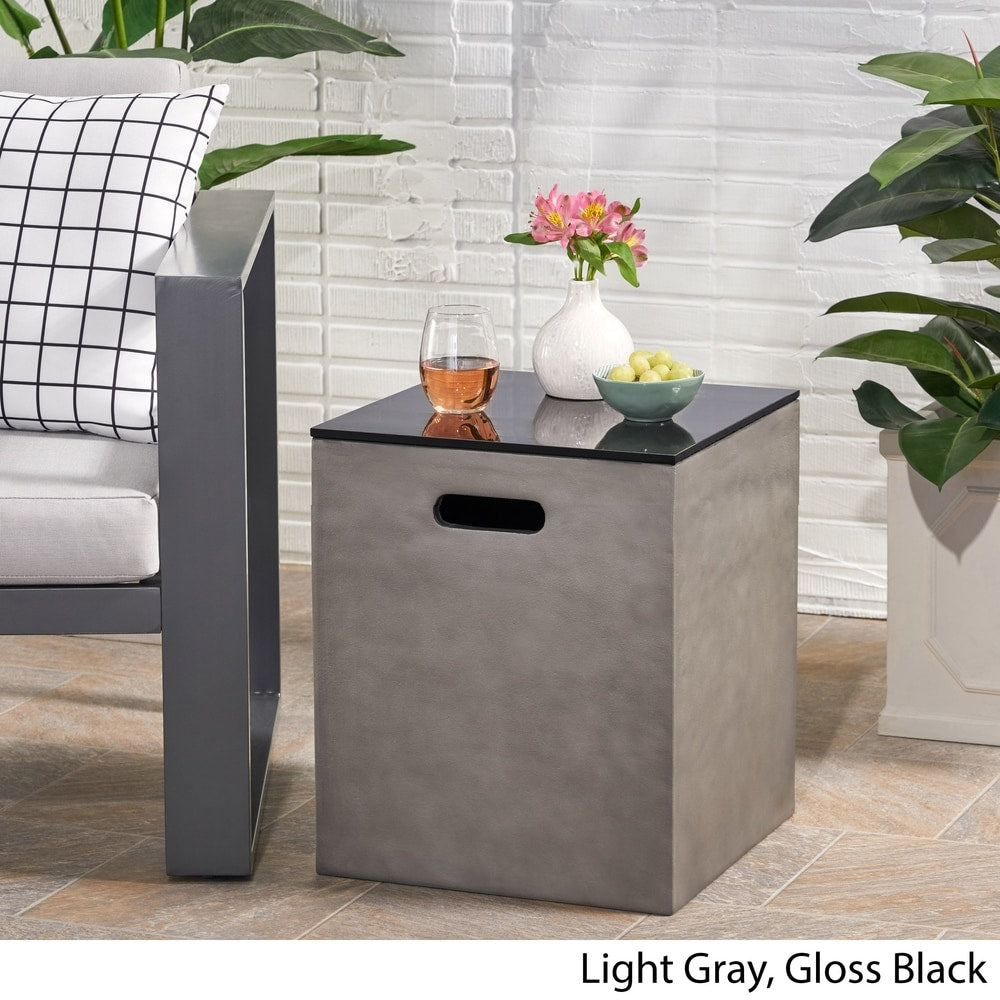 Aido Outdoor Modern Tank Holder Side Table by Christopher Knight Home - 16.00" W x 16.00" L x 20.00" H