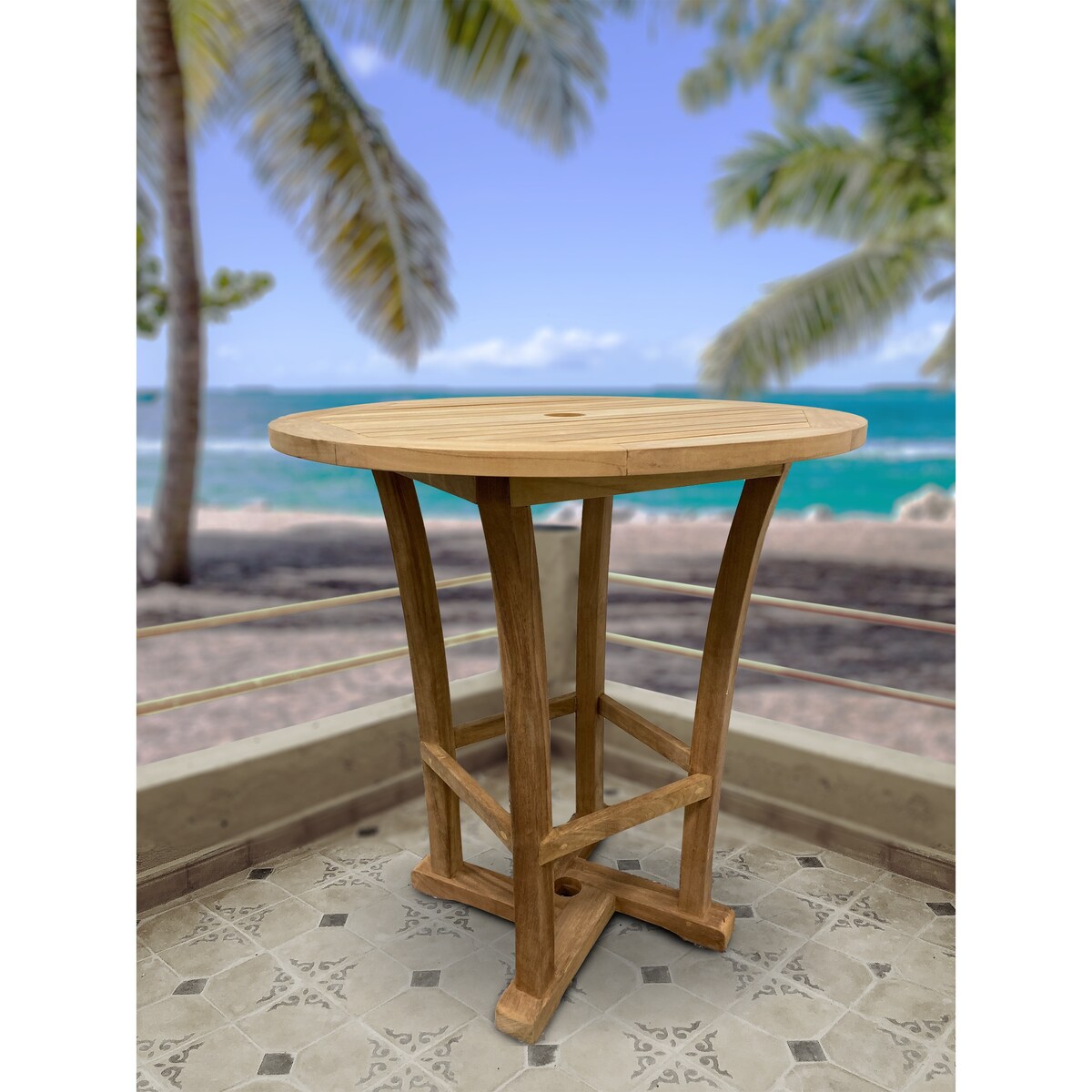 Aila Teak Patio Bar Height Table