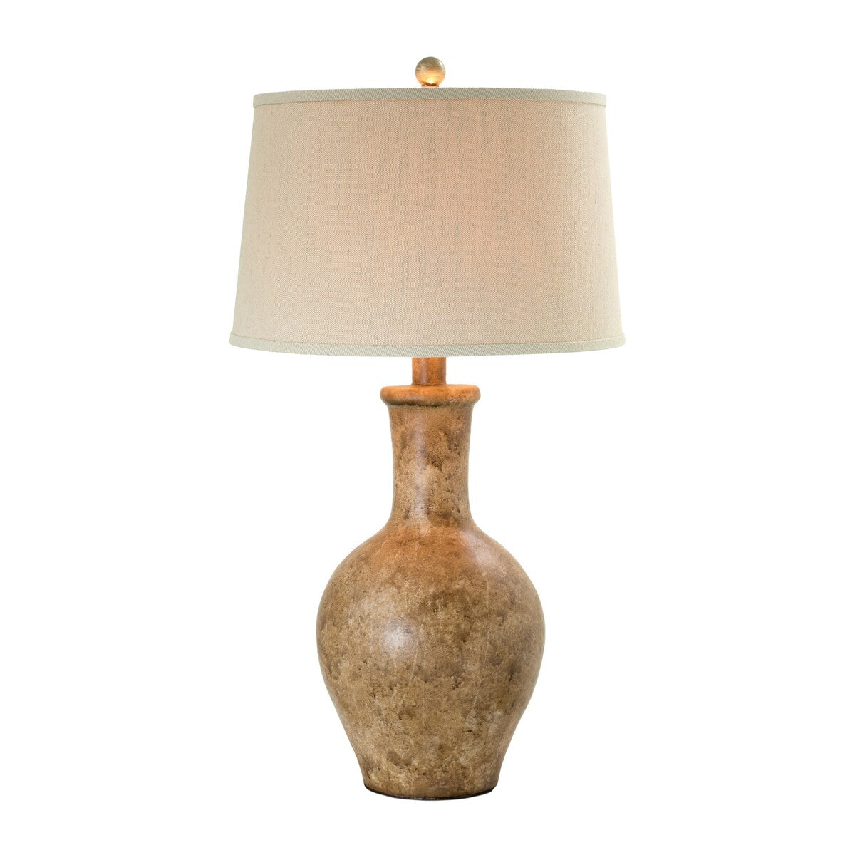 Aine 29 Inch Hydrocal Table Lamp, Drum Shade, Urn Shaped Base, Sand Brown