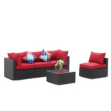 Ainfox 5 Pcs Rattan Sofa Sectional Set