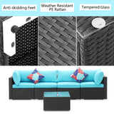 Ainfox 5 Pcs Rattan Sofa Sectional Set