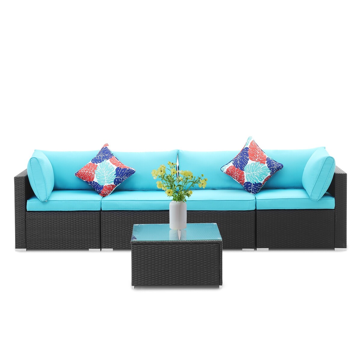 Ainfox 5 Pcs Rattan Sofa Sectional Set