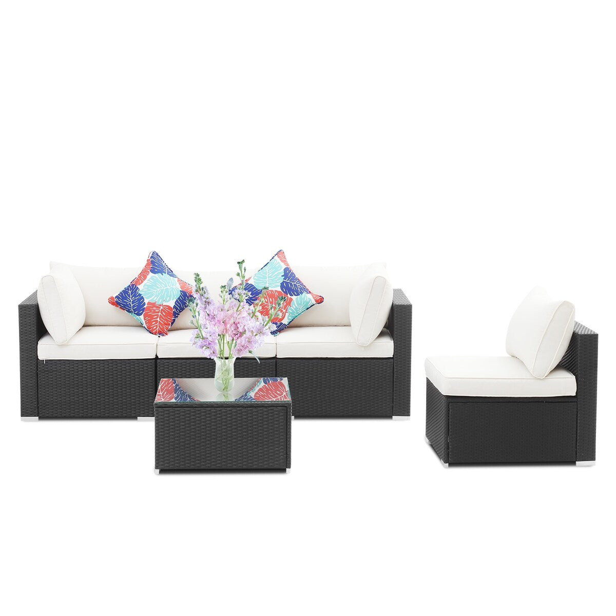 Ainfox 5 Pcs Rattan Sofa Sectional Set