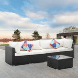 Ainfox 5 Pcs Rattan Sofa Sectional Set
