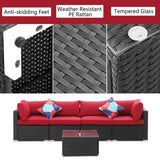 Ainfox 5 Pcs Rattan Sofa Sectional Set