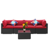 Ainfox 5 Pcs Rattan Sofa Sectional Set