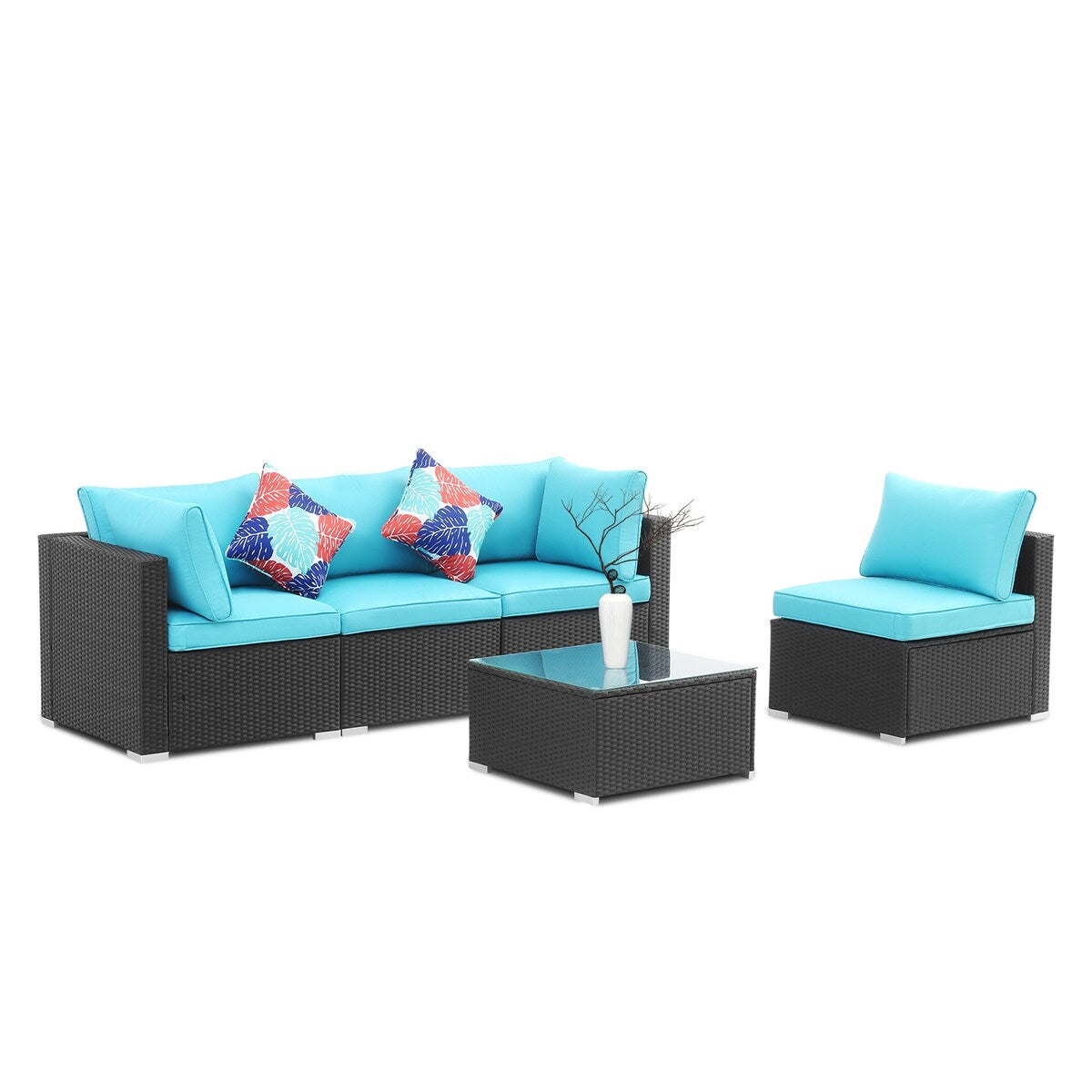 Ainfox 5 Pcs Rattan Sofa Sectional Set