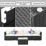 Ainfox 5 Pcs Rattan Sofa Sectional Set