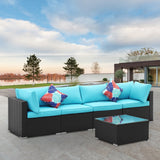 Ainfox 5 Pcs Rattan Sofa Sectional Set