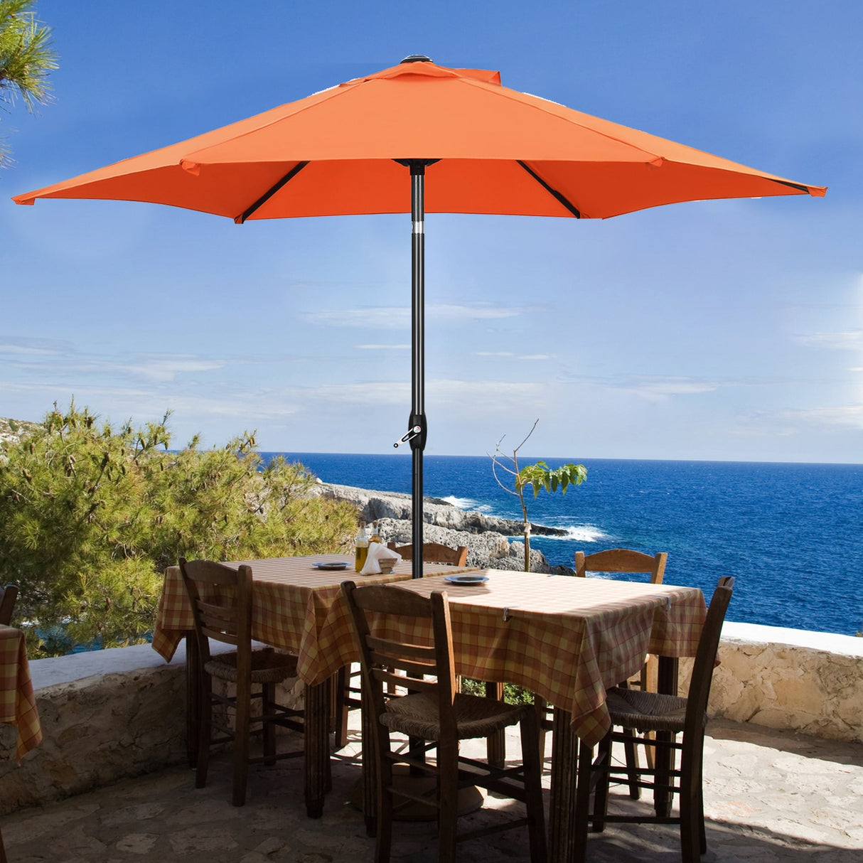 Ainfox 9ft Outdoor Patio Umbrella Multi-color Crank Lift Without Base