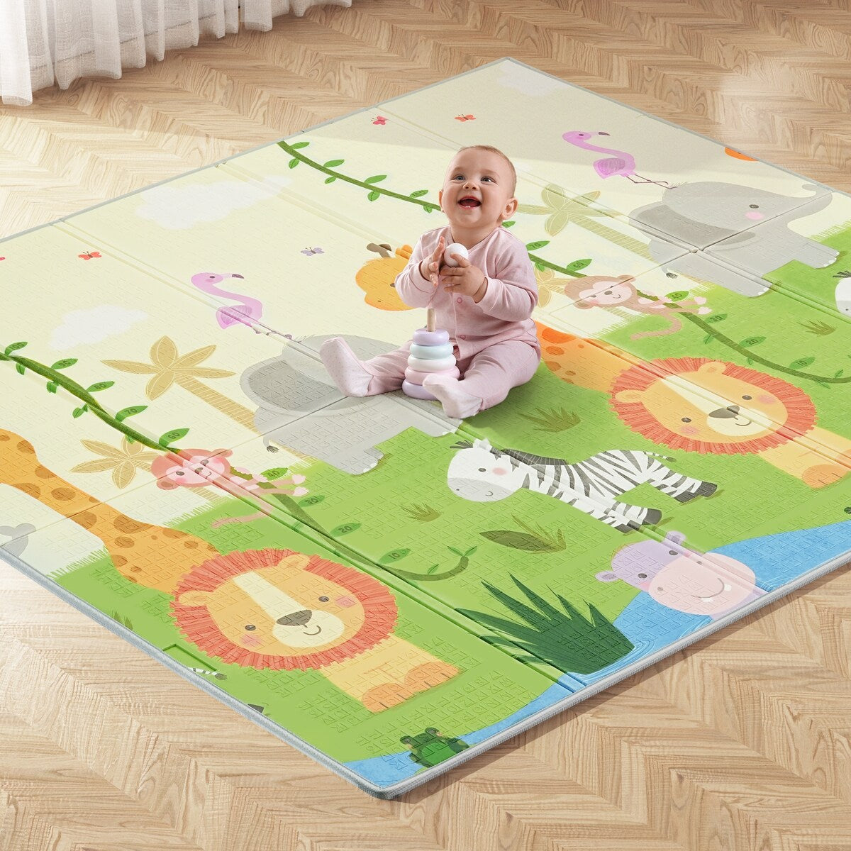 Ainfox Reversible Foldable Baby Play Mat Waterproof and Anti-Slip Rug