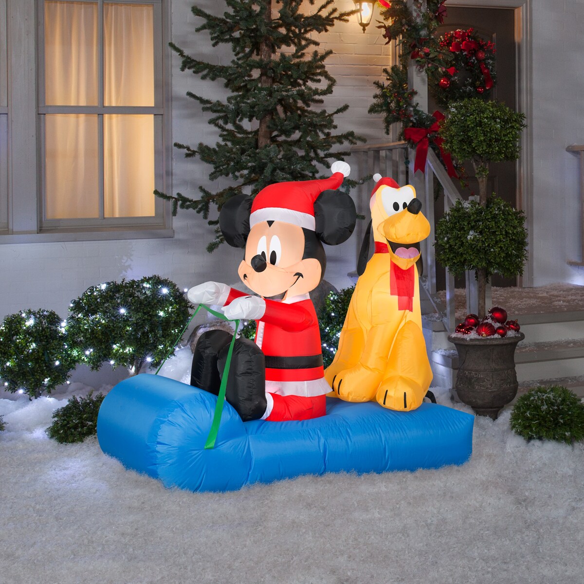 Airblown Inflatable Mickey Mouse and Pluto Sledding Scene