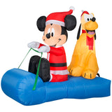 Airblown Inflatable Mickey Mouse and Pluto Sledding Scene
