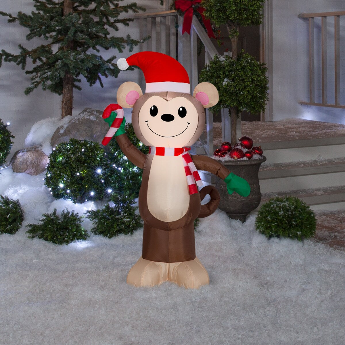 Gemmy Christmas Airblown Inflatable Monkey , 4 ft Tall, Multicolored