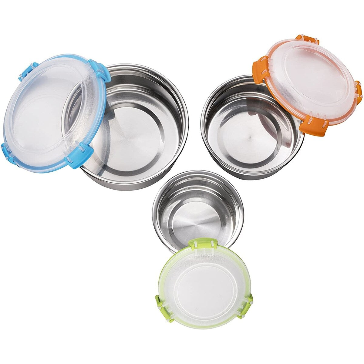 Airtight Food Containers, Set of 3, Stainless Steel with BPA-free Locking Lids, By Bruntmor - 8 oz, 16 oz, 24 oz
