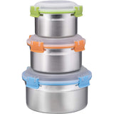 Airtight Food Containers, Set of 3, Stainless Steel with BPA-free Locking Lids, By Bruntmor - 8 oz, 16 oz, 24 oz