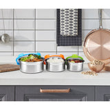 Airtight Food Containers, Set of 3, Stainless Steel with BPA-free Locking Lids, By Bruntmor - 8 oz, 16 oz, 24 oz