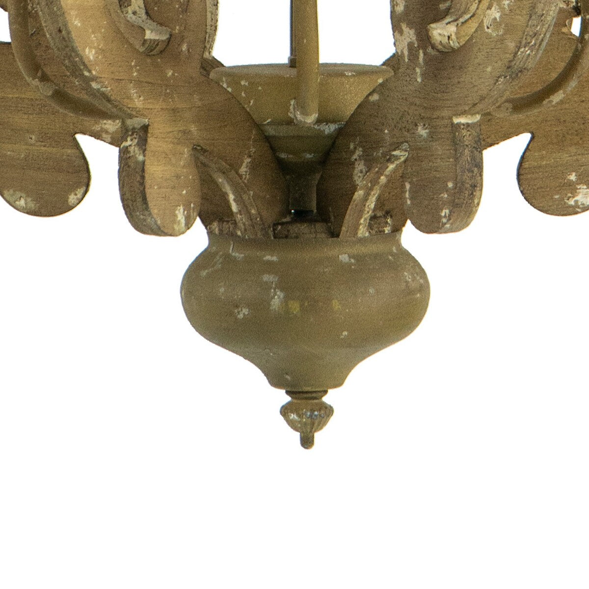 Aki 21 Inch Carved Wood Chandelier, 6 Lights, Vintage Classic Style, Brown