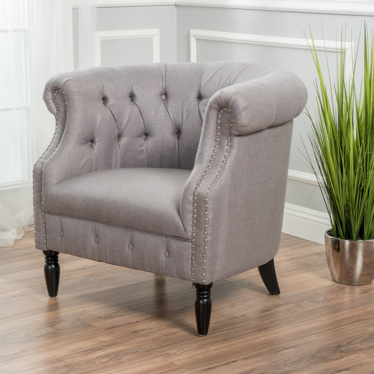 Akira Tufted Fabric Club Chair by Christopher Knight Home