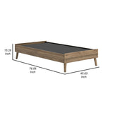 Ako Twin Size Platform Bed, Low Profile, Footboard, Honey Brown Finish