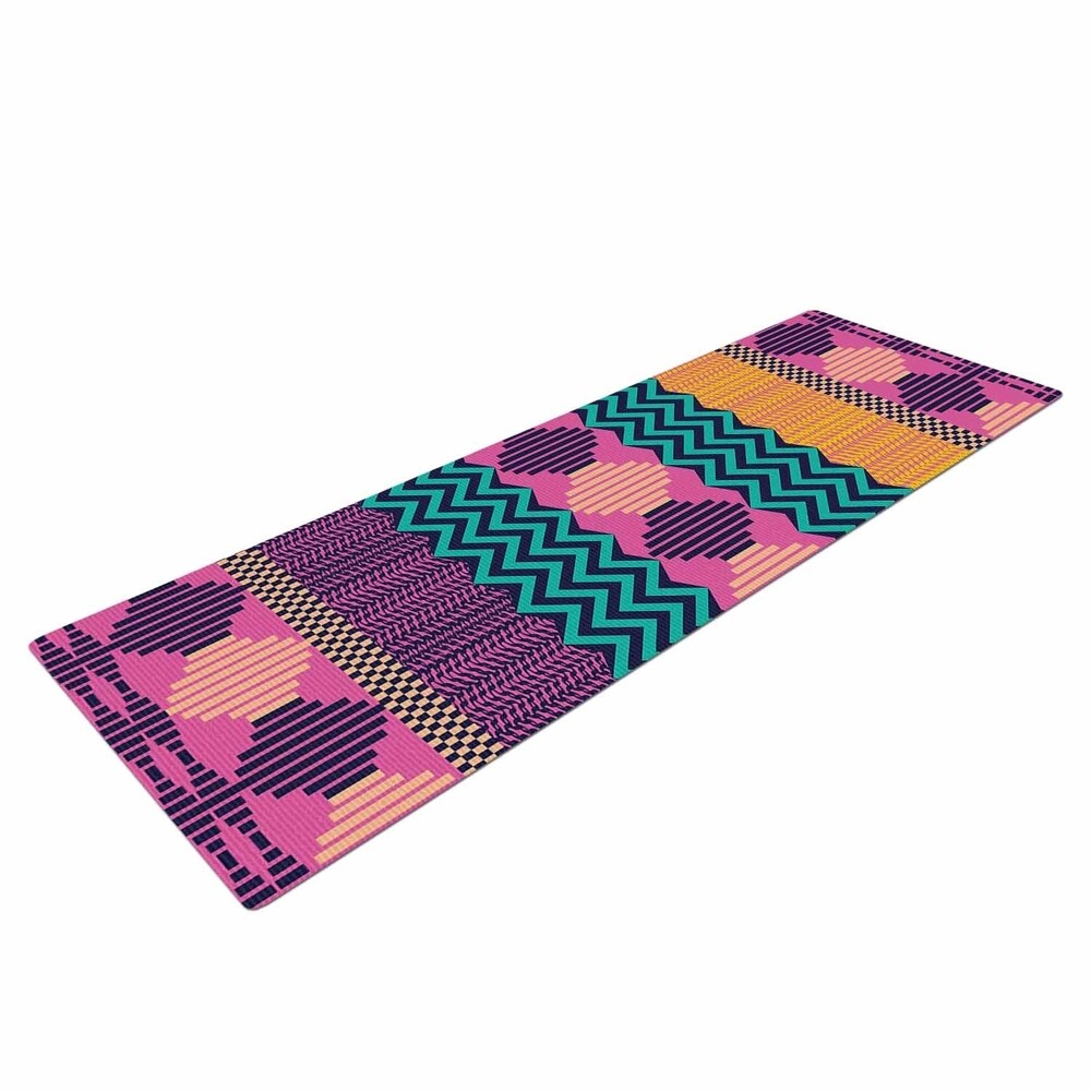Akwaflorell "Knitted" Lavender Green Pattern Yoga Mat - Purple