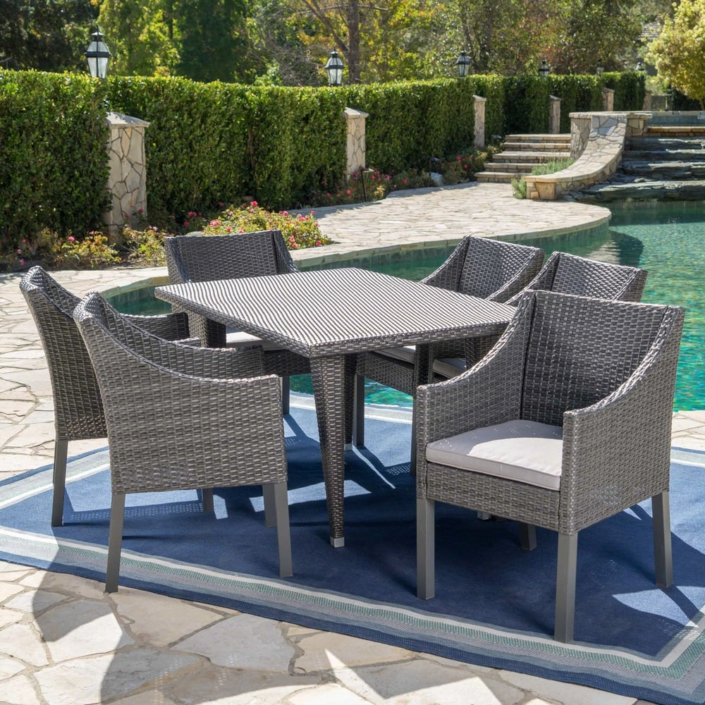 Alameda Cushioned Wicker 7-piece Dining Set by Christopher Knight Home