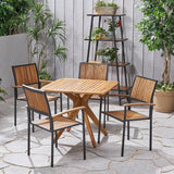 Alametos Outdoor 4 Seater Acacia Wood Square Dining Set by Christopher Knight Home