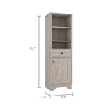 FM Furniture Alaskan Linen Cabinet with Drawer, 3 Open Shelves, and Single Door Cabinet