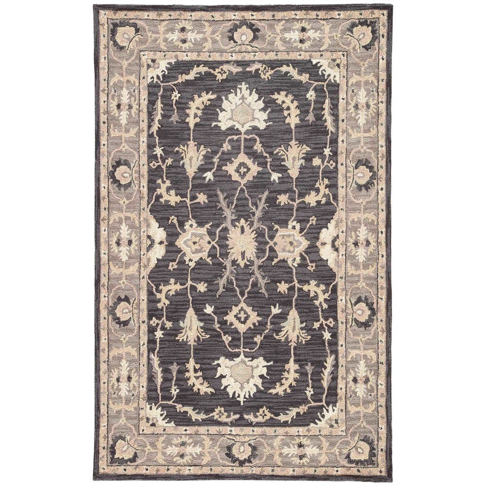 Alastair Handmade Medallion Taupe/ Black Area Rug (5' X 8') - 5' x 8'/Surplus