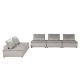 Alaya 5pc Foam Modular Sectional Sofa with Ottoman, Gray Velvet Upholstery