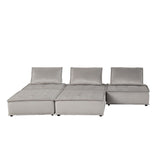 Alaya 5pc Foam Modular Sectional Sofa with Ottoman, Gray Velvet Upholstery