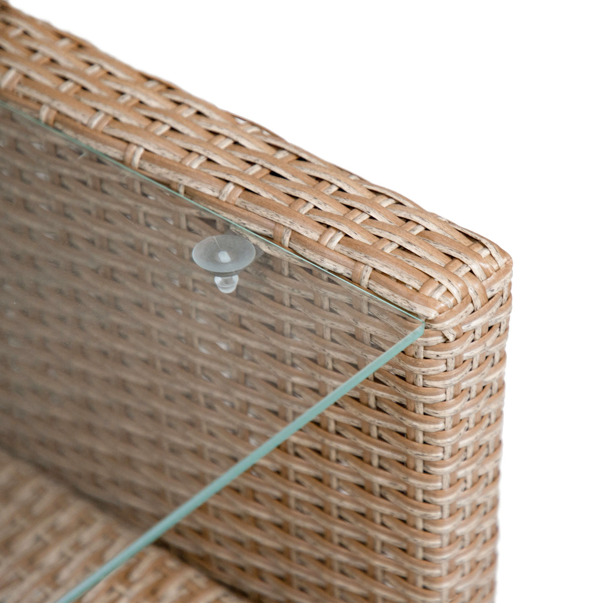 Alaya Modern Wicker and Glass Top Outdoor Coffee Table by M&L Co.