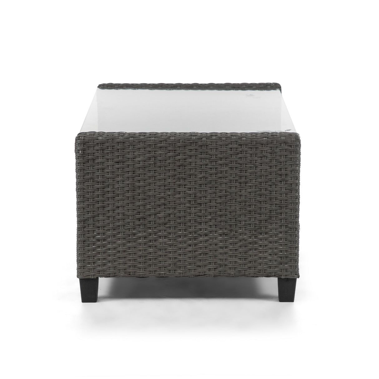 Alaya Modern Wicker and Glass Top Outdoor Coffee Table by M&L Co.