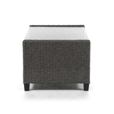 Alaya Modern Wicker and Glass Top Outdoor Coffee Table by M&L Co.