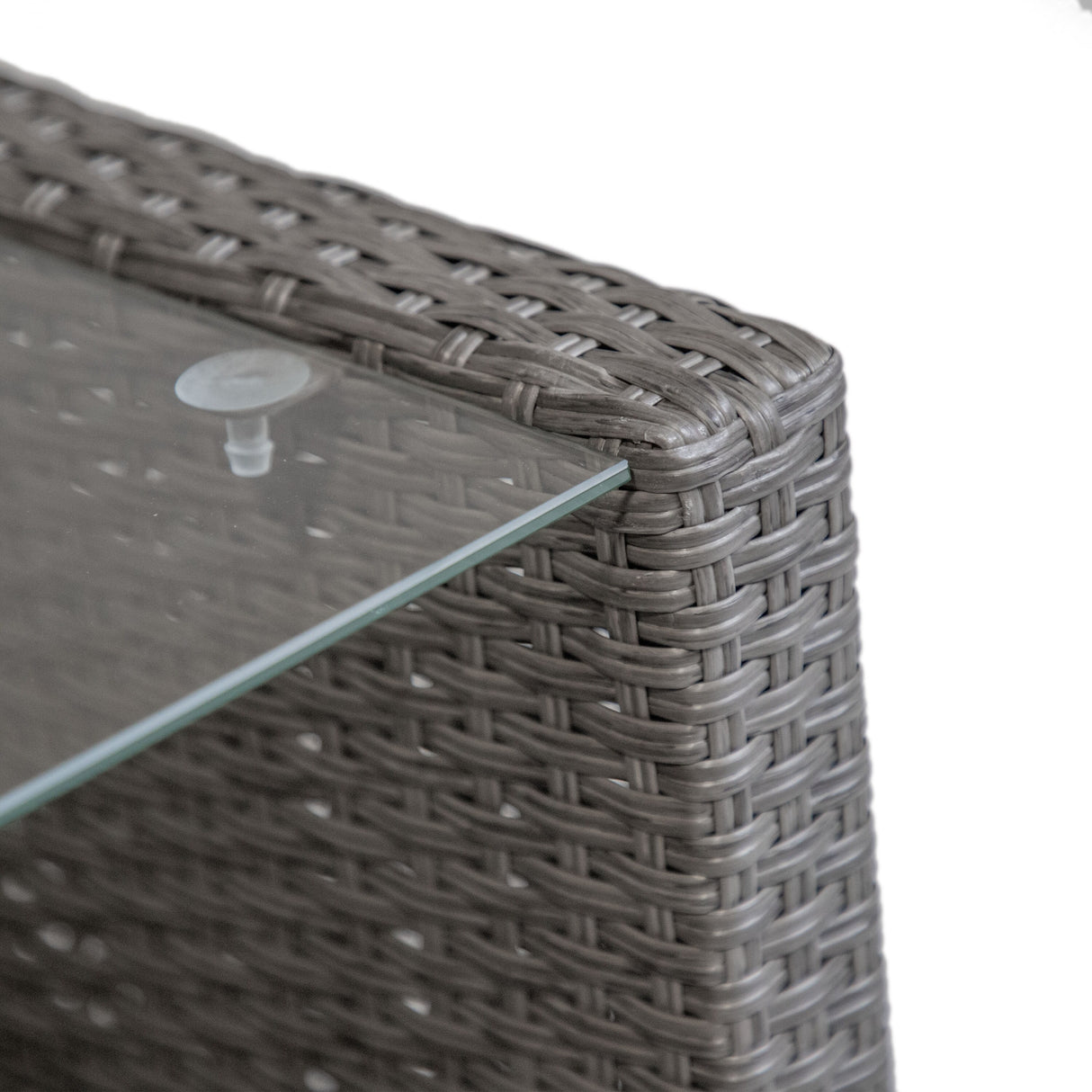 Alaya Modern Wicker and Glass Top Outdoor Coffee Table by M&L Co.