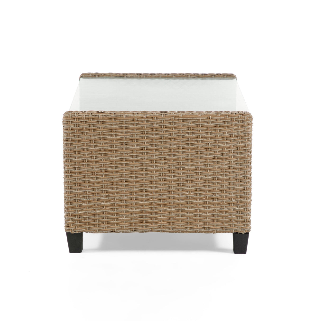 Alaya Modern Wicker and Glass Top Outdoor Coffee Table by M&L Co.