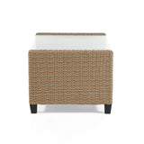 Alaya Modern Wicker and Glass Top Outdoor Coffee Table by M&L Co.