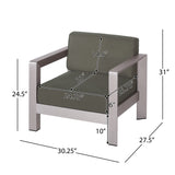 Albion Outdoor 4-Seater Aluminum Chat Set with Fire Pit and Tank Holder by Christopher Knight Home