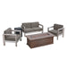 Albion Outdoor 4-Seater Aluminum Chat Set with Fire Pit and Tank Holder by Christopher Knight Home