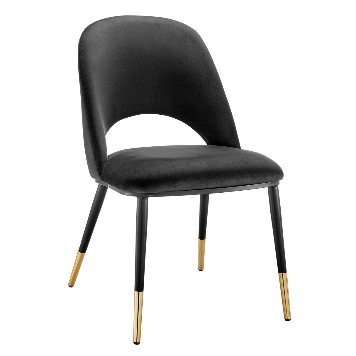 Alby Side Chair in Black Velvet with Black Legs - Set of 2