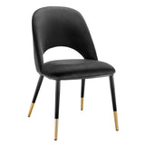 Alby Side Chair in Black Velvet with Black Legs - Set of 2
