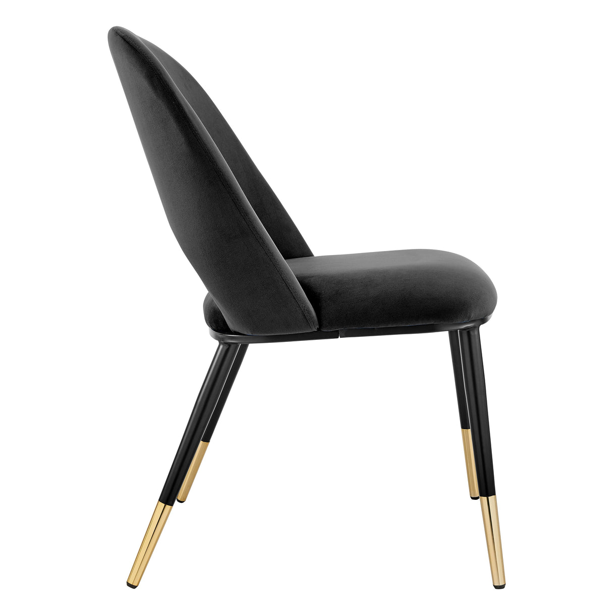 Alby Side Chair in Black Velvet with Black Legs - Set of 2
