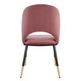 Alby Side Chair in Black Velvet with Black Legs - Set of 2