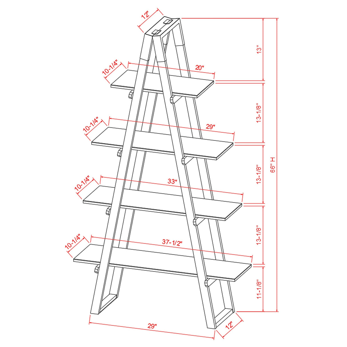 Alden Acacia Wood A-frame Bookshelf